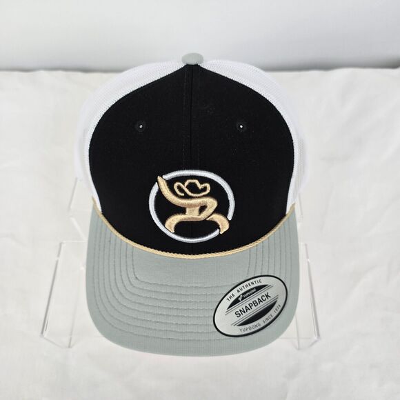 Hooey Trucker Hat Strap Roughy 4031T-BKWH Black White Tan Wht Logo Snapback NWT - Picture 12 of 12